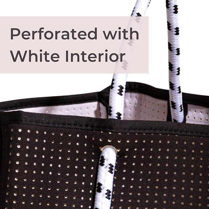 POPUPS Large Neoprene Tote Bag for Women - Everyday Designer Handbag for Travel Work and Beach with Pockets and Zipper Pouch - Image 5