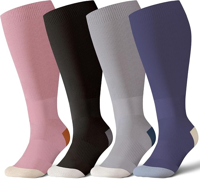 Plus Size Compression Socks for Women & Men Wide Calf, 20-30mmhg Knee High Stockings for Pregnancy, Nurse, Travel by AzalencroCompression