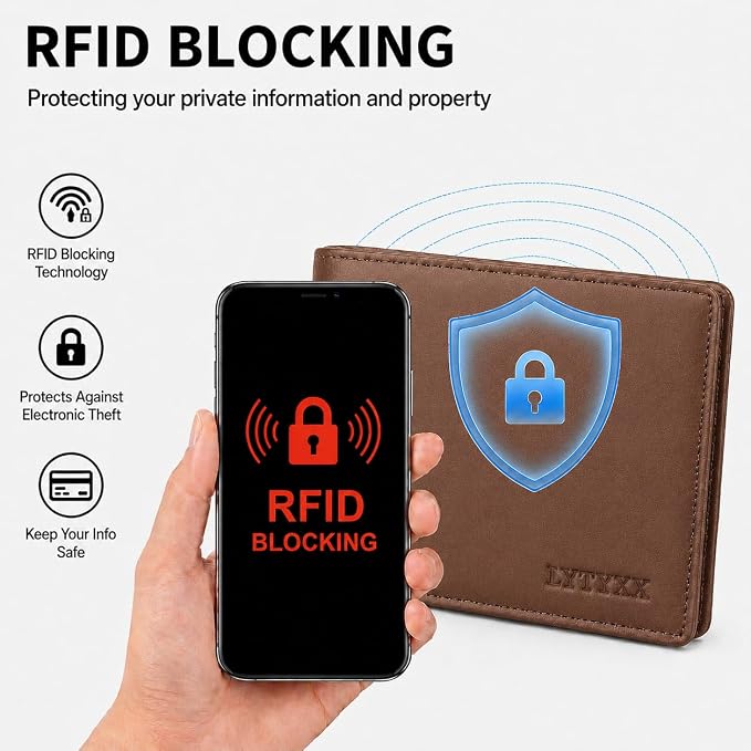 Wallet for Men Slim RFID Blocking Genuine Leather Bifold Mens Wallet | Front Pocket Credit Card Holder with 2 ID Windows, Holds 12 Cards & Cash Minimalist Thin Wallet, Gifts for Men - Image 3