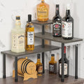 ZHWS Kitchen Countertop Organizer, Bathroom Counter Organizer, Adjustable 3 Tier Corner Shelf with 4 Metal Hooks for Counter Organize, Spice Rack, Makeups, Coffee Station Bookshelf (Rustic Grey) by ZHWS