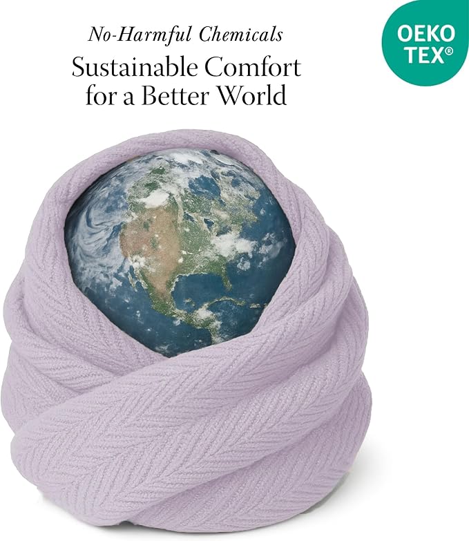 Threadmill Luxury Cotton Blankets for Twin Size Bed | All-Season 100% Cotton Twin Blanket for Bed | Herringbone Soft & Cozy Fall Thermal Blanket, 350GSM, 68x92 inches | Lilac | 100% Cotton, Herringbone Pattern, 350 GSM, 68x92 in, Moisture-Wicking, All-... - Image 6