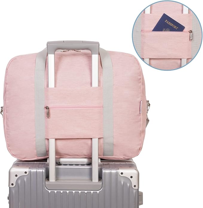 For Spirit Airlines Personal Item Bag 18x14x8 Foldable Travel Duffel Bag Tote Duffle Carry on Luggage for Women and Men 30L (Pink (With Shoulder Strap)) - Image 5