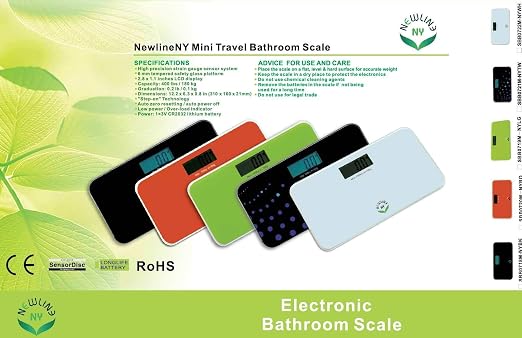 NewlineNY 700 Series Mini Travel Digital Bathroom Scales (no Sleeve) (Red) - Image 5