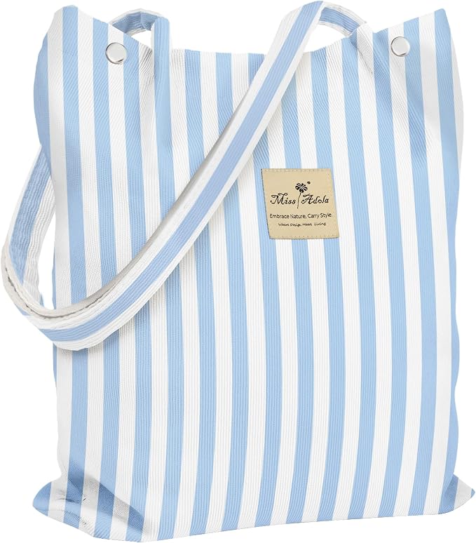 Miss Adola Corduroy Tote Bag for Women with Aesthetic Design | Magnetic Buckle & Pocket, Reusable, Soft, Roomy, Long Shoulder Handles, Double-sided Print, Casual Daily Work, Grocery Bags by MissAdola