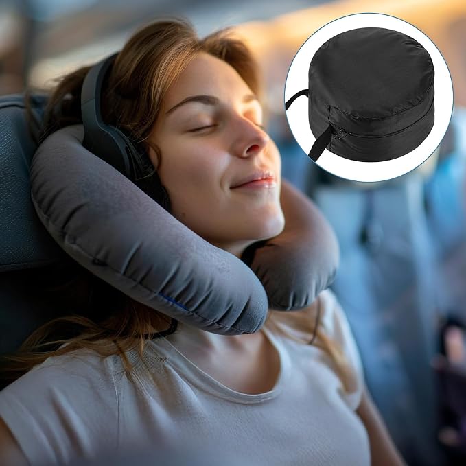 Travel Neck Pillow Bag, Compact Neck Carrying Bag Pillow Storage Bags Case Quick with Release Clasp Attaches to Luggage Backpack for Travel Airplane Train Journey - Image 6