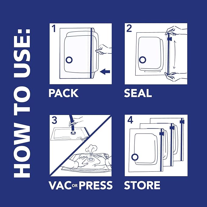 Hefty Shrink-Pak - 4 Large Vacuum Storage Bags for Clothes, Pillows, Towels, or Blankets - Space Saver Vacuum Sealer Bags Ideal Under Bed Storage Solutions - Image 6