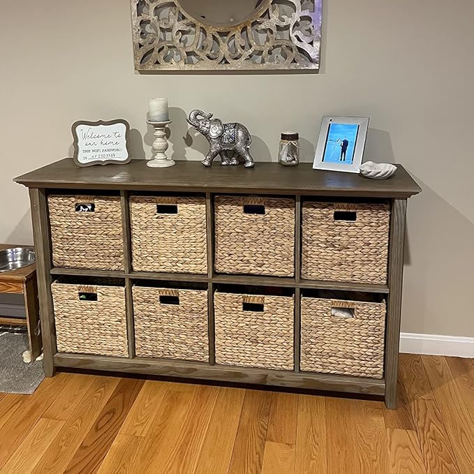 M4DECOR 12x12x12 Storage Cube, Water Hyacinth Storage Baskets, Wicker Storage Baskets for Shelves, Woven Baskets for Storage, Square Wicker Storage Basket for Bedroom, Living Room (4 Packs 12x12in) - Image 7