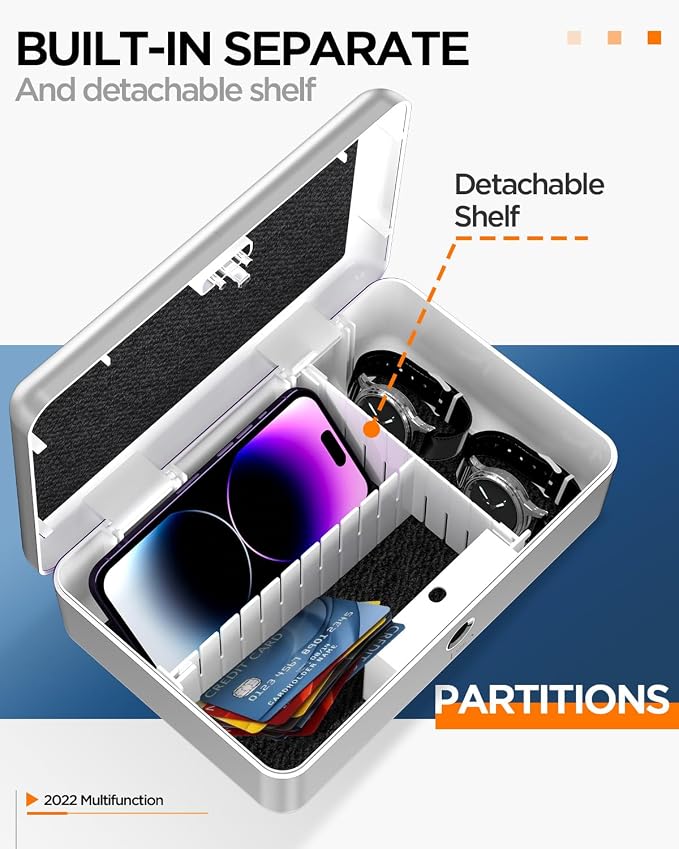AICase Biometric Fingerprint Storage Box Portable Money Jewelry Combination Lock for Car Home Office Travel - Image 4