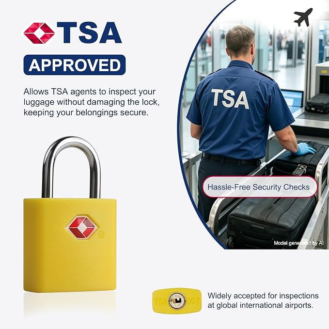TSA Locks for Luggage, Keyed Alike Luggage Locks TSA Approved 4 Pack, Small Padlock with Key, Padlocks with Keys for Suitcase, Backpack, Bag Zipper, Tool Box, Case, Travel Essentials - Image 5