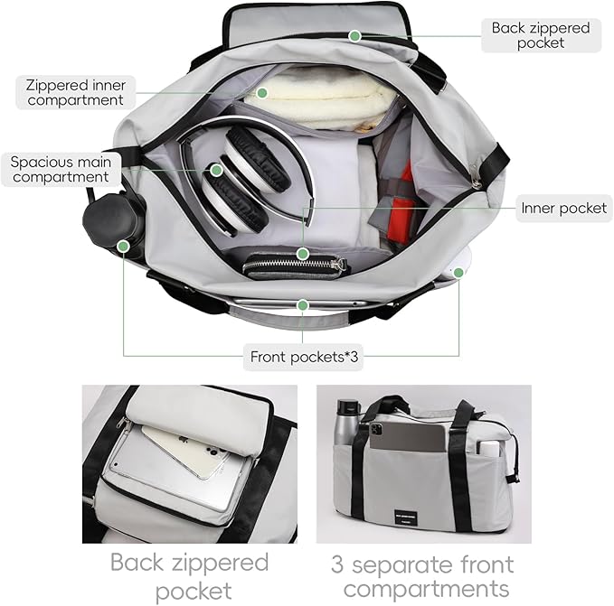 TINYAT Foldable Travel Duffle Bag Expandable Personal Item Travel Bag,32L | Expandable Gym Bag for Women Weekender Carry On Overnight Tote Large Capacity Portable Luggage Bag - Image 5