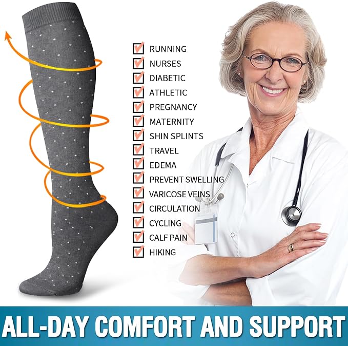 6 Pack Copper Compression Socks for Women and Men Circulation-Best Support for Medical,Running,Nursing,Athletic - Image 6