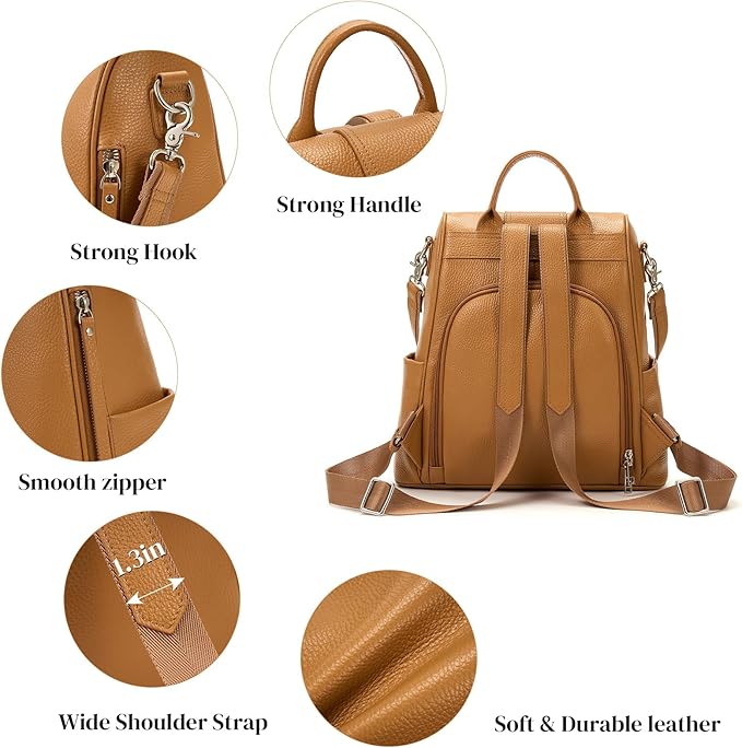 Genuine Leather Backpack Purse for Women Anti-theft Fashion Backpack Bags - Image 4