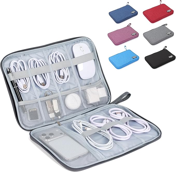 Cable Organizer Bag, Electronics Organizer Case for Tech Accessories | Store chargers, cables, power banks and adapters with elastic loops, mesh pockets and organized compartments for travel. by Unknown