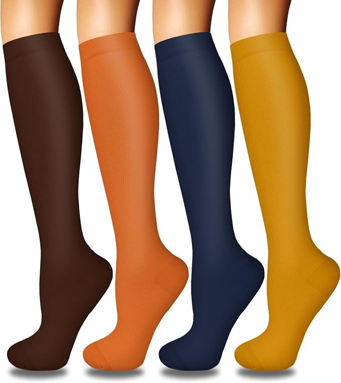 4 Pairs Compression Socks for Women Circulation-Best Support for Nurses,Running,Athletic,Travel by Iseasoo