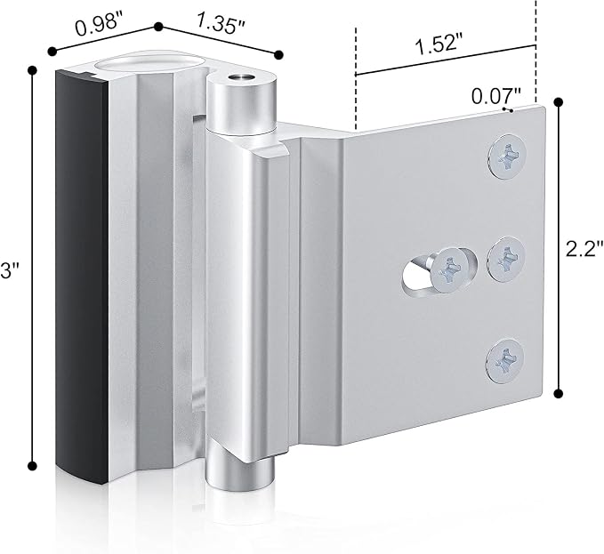 AceMining 2 Pack Door Reinforcement Lock, Home Security Door Lock, Silver | Door Safety Lock for Front Door, Toddler Proof Door Latch for Entry Door Security, Includes 8 Screws - Image 6
