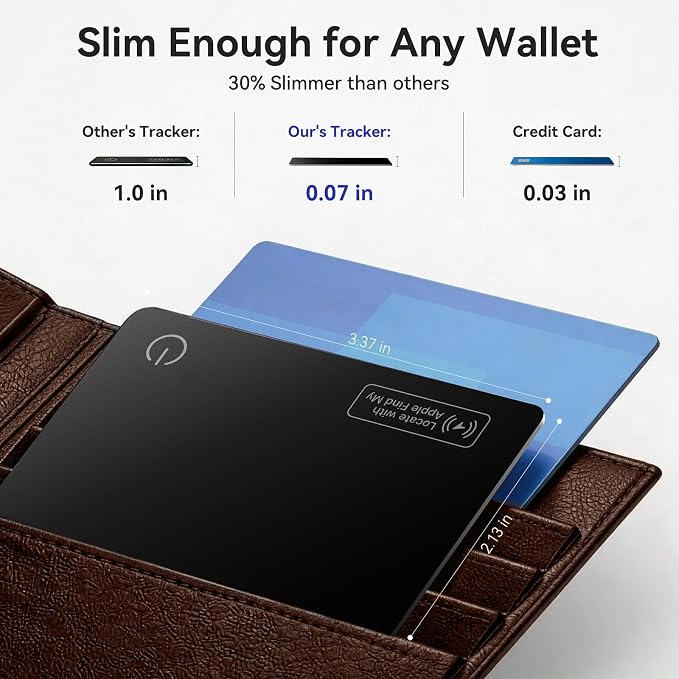 2-Pack Wallet Tracker Card Compatible with Apple Find My, 0.07in Slim Wallet Finder, IP68 Waterproof, Tracking Card for Wallet, Luggage Tag, Passport & Purse, Wireless Rechargeable - Image 2