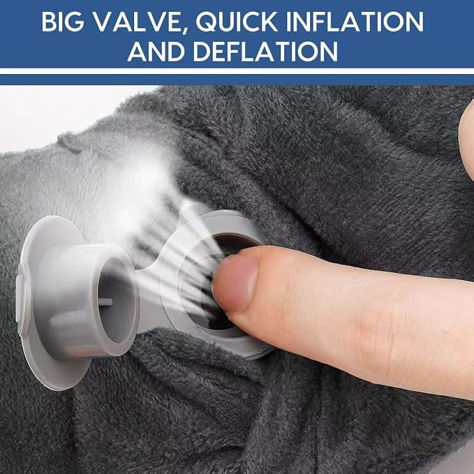 Inflatable Travel Pillow for Airplane Inflatable Neck Pillow for Traveling with Soft Velvet Washable Cover for Sleeping, Airplane,Train, Car, Office, Contoured Eye Masks, Earplugs (Dark Gray) - Image 4