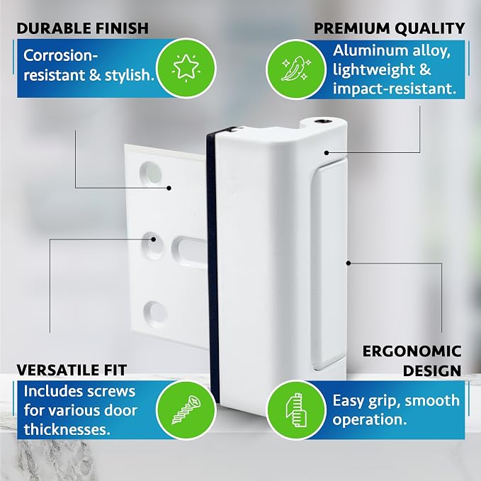 Door Locks (2-Pack) - Easy To Install Aluminum Home Security Door Locks for Front Door - Child Proof Door Lock for Kids Safety- Withstand 800 lbs of Force & Tamper Proof Top Door Lock Latch - Image 9