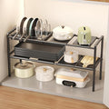 Mustorn Pots and Pans Organizer Under Cabinet, Expandable 2 Tier Under Sink Organizers and Storage Adjustable Height Kitchen Pot and Pan Lid Holder Rack with 6 Dividers(6panels,1 Pot rack, Black) by MUSTORN