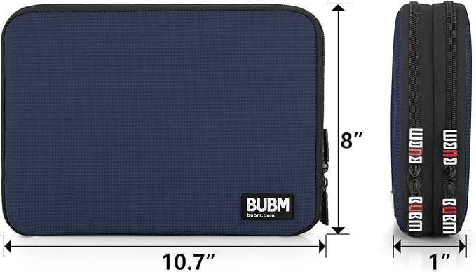 BUBM Double Layer Electronics Organizer, Travel Gadget Bag for Cables, Memory Cards, Flash Hard Drive and More, Fit for iPad or Tablet(up To 9.7")--Large, Dark Blue | Travel Gadget Bag For Cables, Memory Cards, Flash Hard Drive and More, Fit For iPad o... - Image 5