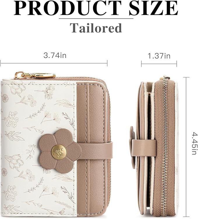 Small Wallet for Women Rfid Bifold Leather Card Holder Wallet With Zipper Pocket - Image 2