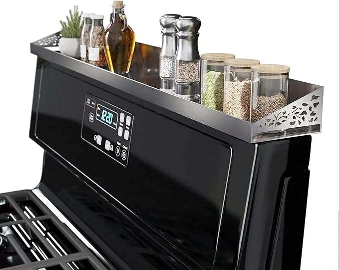 STUTOV Stove Shelf for Stove Top, Spice Rack Organizer, Easy Installation, Kitchen Storage Solution, with Standard 30" Length, Brushed Stainless Steel, Non Magnate (Stainless Steel) by STUTOV