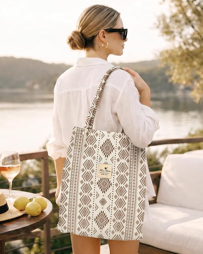 Miss Adola Designer Corduroy Tote Bag for Women | 3 Magnetic Buckles, Aesthetic Pattern, Reusable, Soft, Roomy Carry for Work, Travel, Grocery Runs - Image 2
