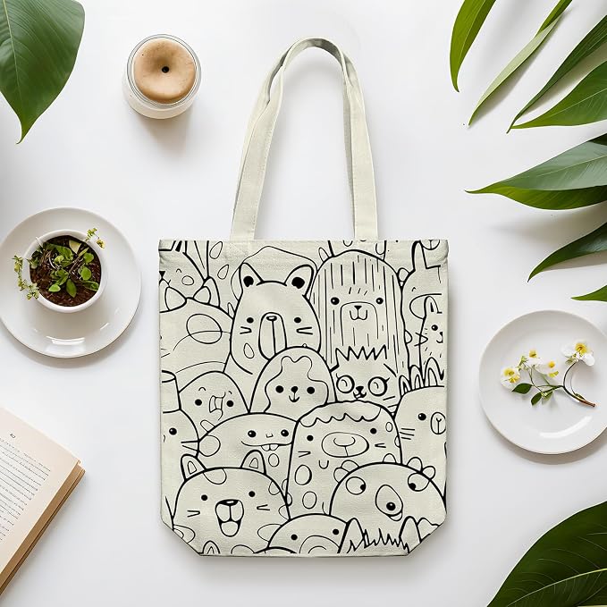 itgowisa Canvas Tote Bag for Women, Tote Bag with Zipper Inner Pocket, Zippered Canvas Bag for Shopping Work Grocery Everyday - Image 8