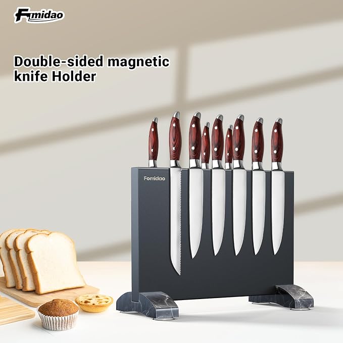 Magnetic Knife Holder Block,Black Magnetic Knife Stand for Kitchen Counter Top,Double Sided Stainless Steel Knife Storage,Strong Magnet Knife Rack - Image 5