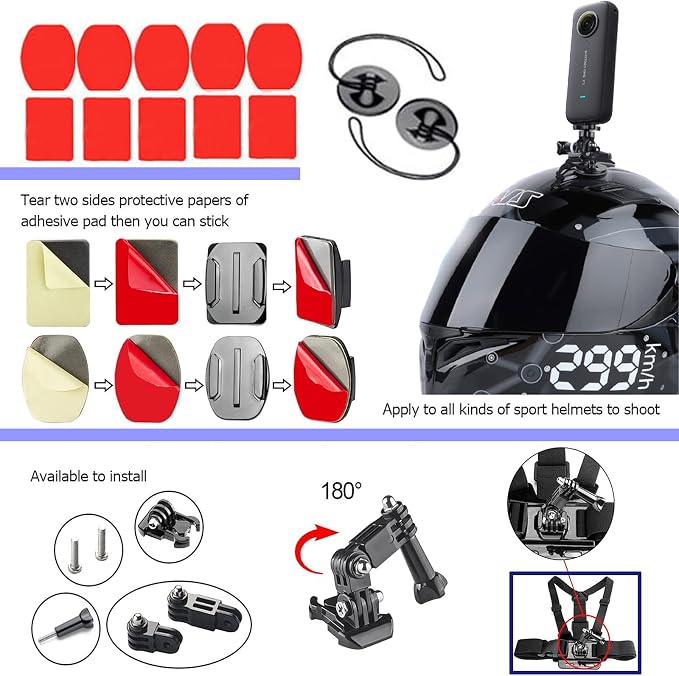 44 in 1 Action Camera Accessory Combo Kit -Compatible with Insta360 One X4,X3,X2，One R, X，for Gopro Here 10,11 - Image 5