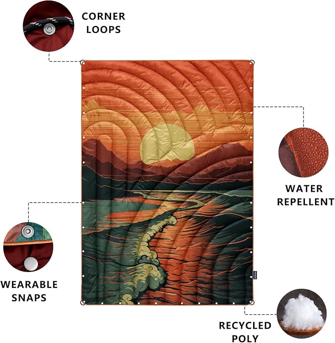 Puffy Camping Blanket,Large Camp Blanket Outdoor Camping Quilt Waterproof | Lightweight Printed Warm Packable Down Alternative Blanket for Camping,Traveling, Stadium, Hiking, Picnics - Image 4