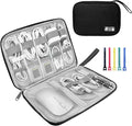 Lcsmaokin Electronics Organizer Travel Case,Electronic Accessories Storage Bag,Portable Waterproof Cable Organizer Bag,with 5 Cable Ties，for Travel,Work-Black by Lcsmaokin