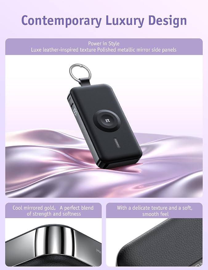 RORRY CharmGo Portable Charger 3 in 1 iPhone Power Bank for Apple 12000mAh | Built-in Retractable Cable Fast Charging Travel Keychain Battery Pack for Apple Watch /iPhone Air/17/16/15/14/13/12 - Image 6