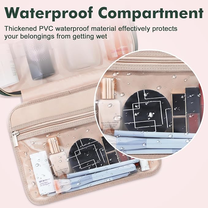 Toiletry Bag for Women, Large Cosmetic Travel Bag, Hanging Toiletry Bag for Bathroom, Thickened PVC Waterproof Travel Makeup Bag, Toiletries Bag for Travel Business Trips and Camping - Image 3