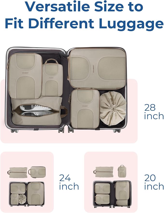 BAGSMART 6 Set Compression Packing Cubes, Travel Luggage Organizer Bags - Image 3