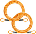 5mm Security Cable Lock with High Reflective Threads, Flexible Steel Safety Cable for Bicycle Motorcycle Luggage, 4FT 7FT 10FT 15FT Double Loop Design (Orange, 2pack-4FT) by J-TECHDYNAMICS