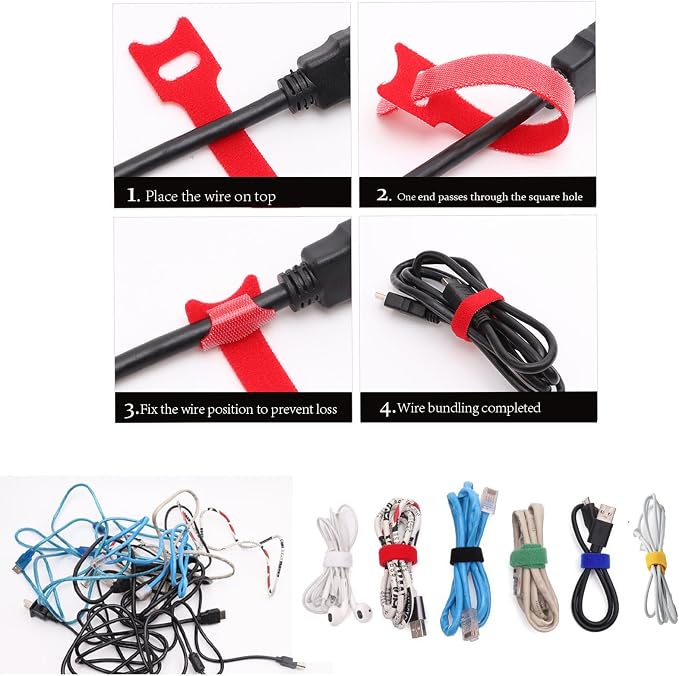 60 Pieces Cable Labels & Reusable Hook and Loop Fastening Ties Set - 30 Pieces Cord or Wire Labels & 30 Pieces Labels for Electronic Cords, Home & Office Cord Management - Image 6