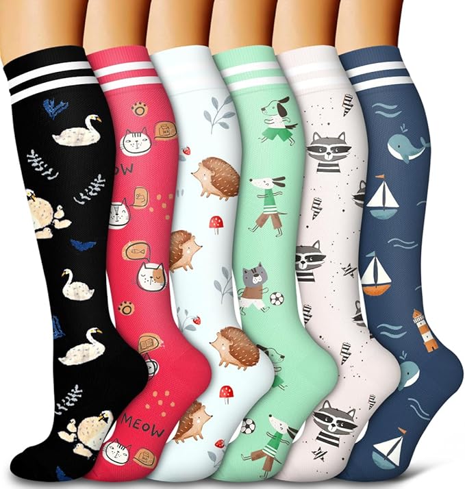 6 Pack Copper Compression Socks for Women and Men Circulation-Best Support for Medical,Running,Nursing,Athletic by Bluemaple