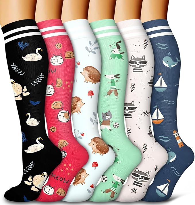 6 Pack Copper Compression Socks for Women and Men Circulation-Best Support for Medical,Running,Nursing,Athletic by Bluemaple