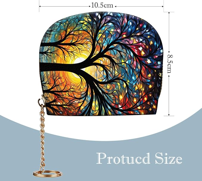 Women's Slim RFID Wallet – Compact Leather Card Holder Wallet for Women, 9 Card Slots RFID Blocking Credit Card Organizer, Small Travel Wallet - Colorful Trees - Image 2