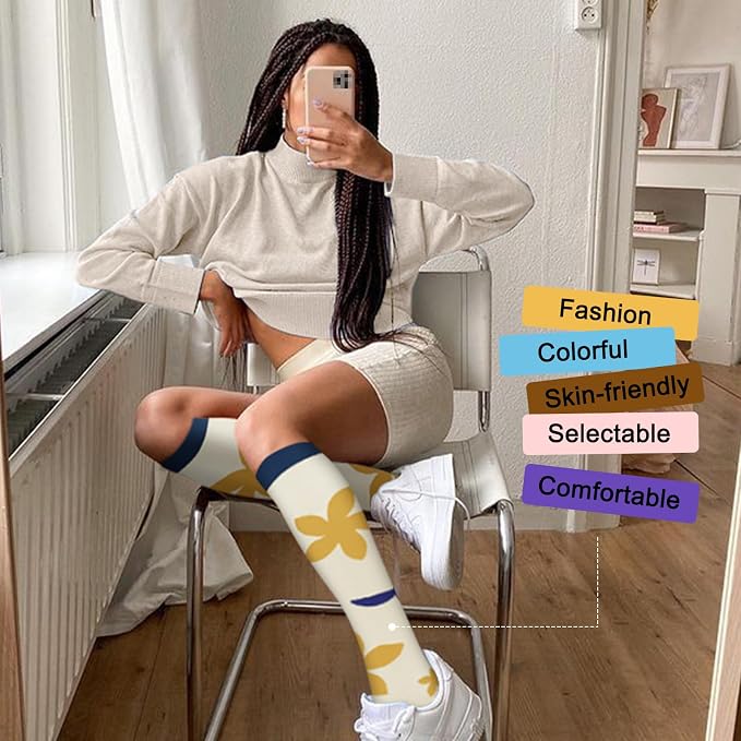 4 Pairs Compression Socks for Women Circulation-Best Support for Nurses,Running,Athletic,Travel - Image 4