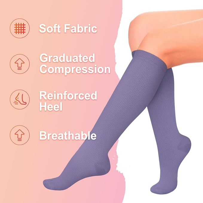 4 Pairs Compression Socks for Women Circulation-Best Support for Nurses,Running,Athletic,Travel - Image 5