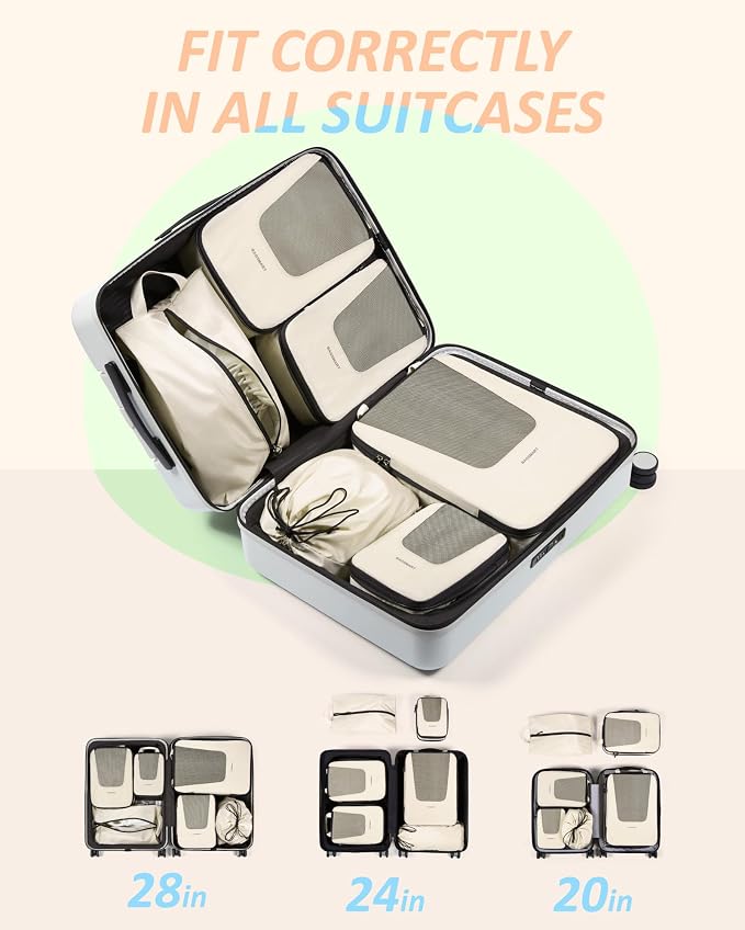 BAGSMART Compression Packing Cubes for Travel, 6/5/4set Lightweight Packing Organizers, Summer Travel Essentials Suitcase Organizer Bags Set - Image 3