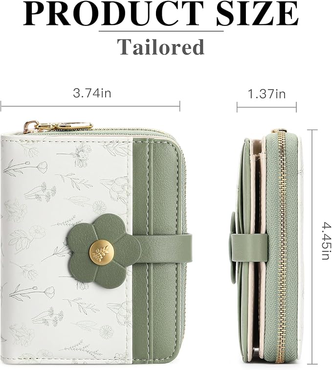 Small Wallet for Women Rfid Bifold Leather Card Holder Wallet With Zipper Pocket - Image 2