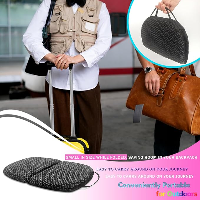 masteymoh Small Foldable Seat Cushion 0.9-Inch Thick, 14 x 9.6 Inches Portable Cooling Gel Seat Cushion for Pressure Relief, Light Seat Cushion for Travel seat Cushion, Foldable for Easier Storage - Image 6