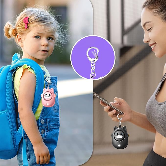 Personal Safety Alarm for Women by Women–Loud Siren, 130dB Loud Siren Keychain in a Variety of Colors, Cute Cat Design Security Device for Children, Elderly - Image 4