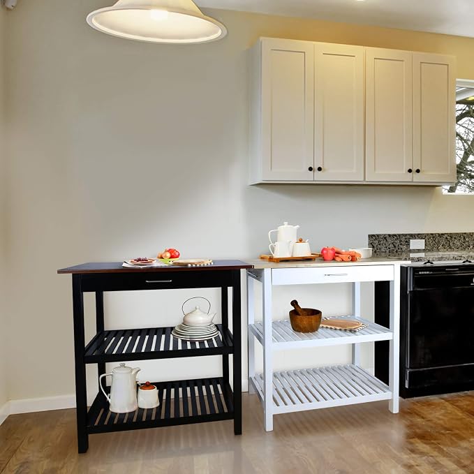 Casual Home Solid Wood Kitchen Island, Natural Maple Top, White Base (New) 40*20*36.5inch - Image 5