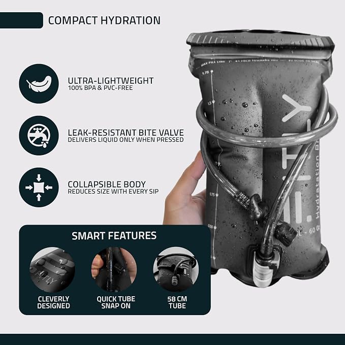 FITLY Soft Flask - Shrink As You Drink Soft Water Bottle for Hydration Pack - Folding Water Bottle Ideal for Running, Hiking, Cycling, Climbing & Rigorous Activity - Image 4