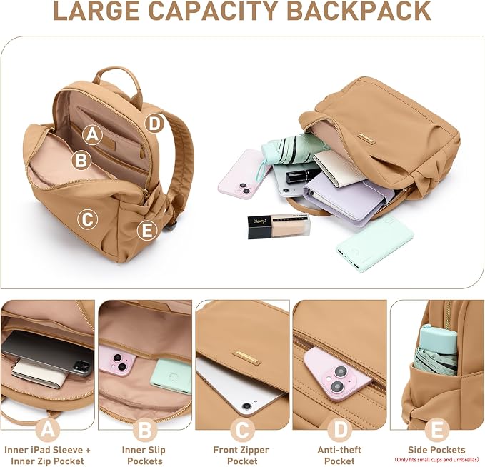 Mini Backpack for Women Small Backpack Purse Cute Stylish Lightweight Daypack for College Work Travel Party,12.9Inch,Earthen Brown - Image 4