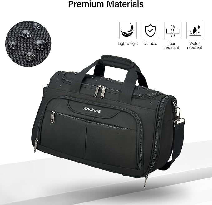 Hanke Carry On luggage Bags for Travel, Large Foldable Duffle Bag for Travel, Softside Lightweight Travel Bag Carry On Bags for Airplanes Women, Travel Tote Bags for Women Men.（Black） - Image 8